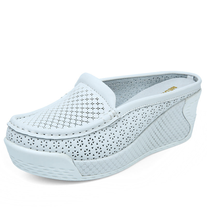 Women's Waterproof Leather Wedge Sandals