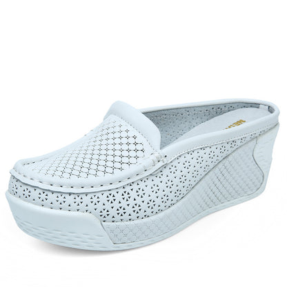 Women's Waterproof Leather Wedge Sandals