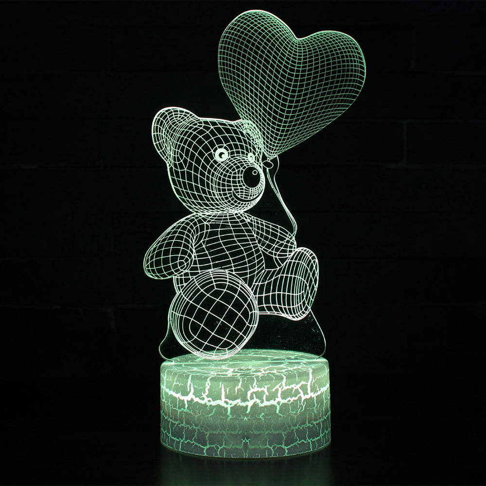 3D LED Herz-Bär Nachtlicht für Kinderzimmer-Dekoration