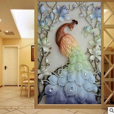 Moderne Kreuzstich-Pfau-Kunst für Wohnzimmerdekoration