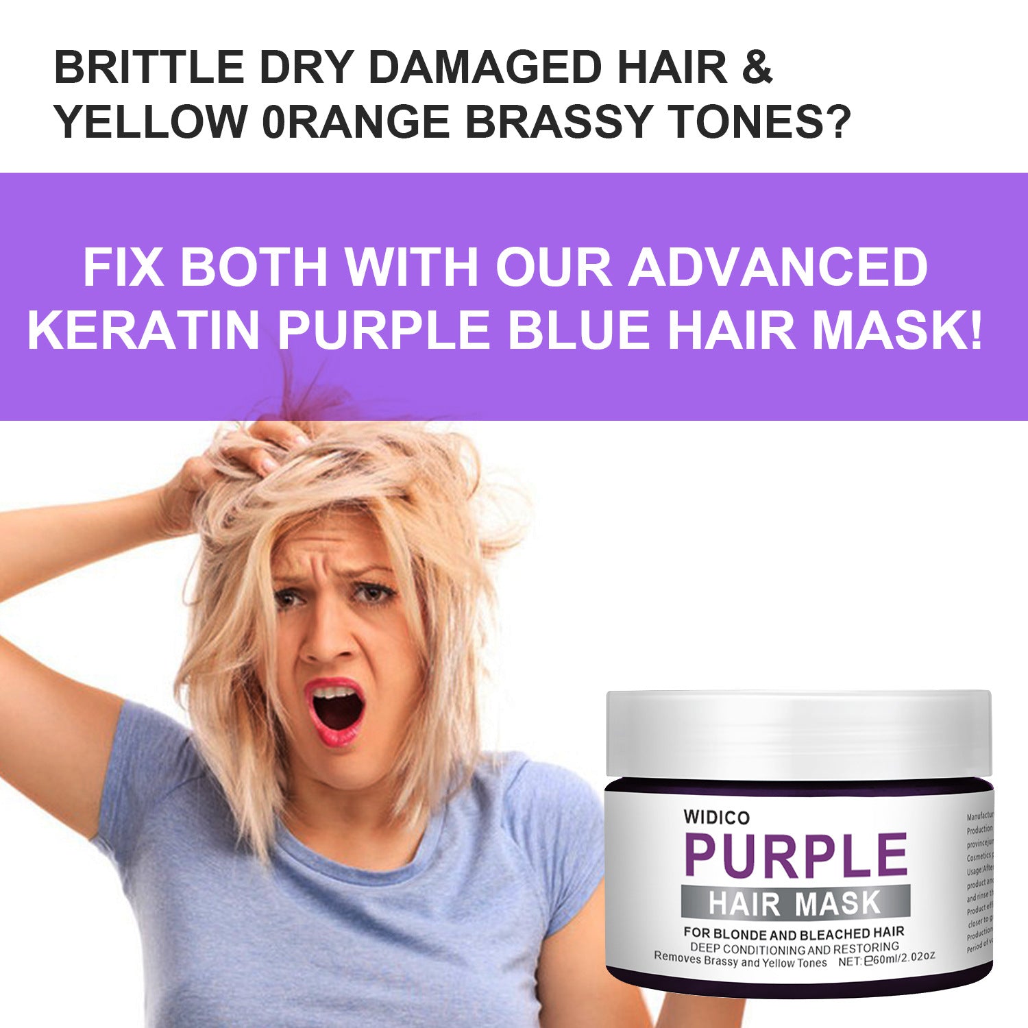 Purple Shampoo for Yellow Tone Removal – Toning & Brightening Hair Care for Blonde & Silver Hair