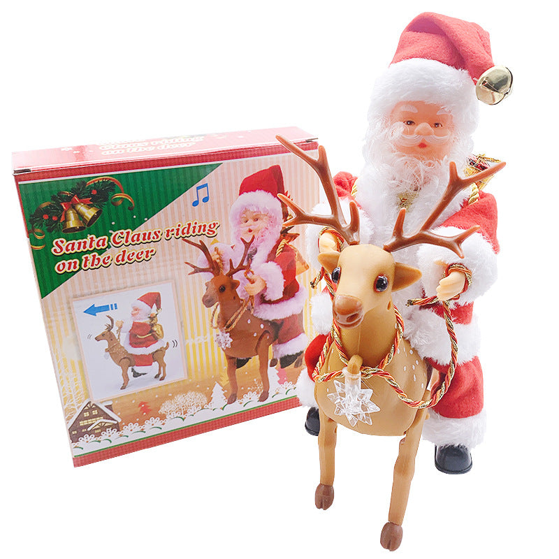 Electric Santa Riding Reindeer Figure – Christmas Decoration
