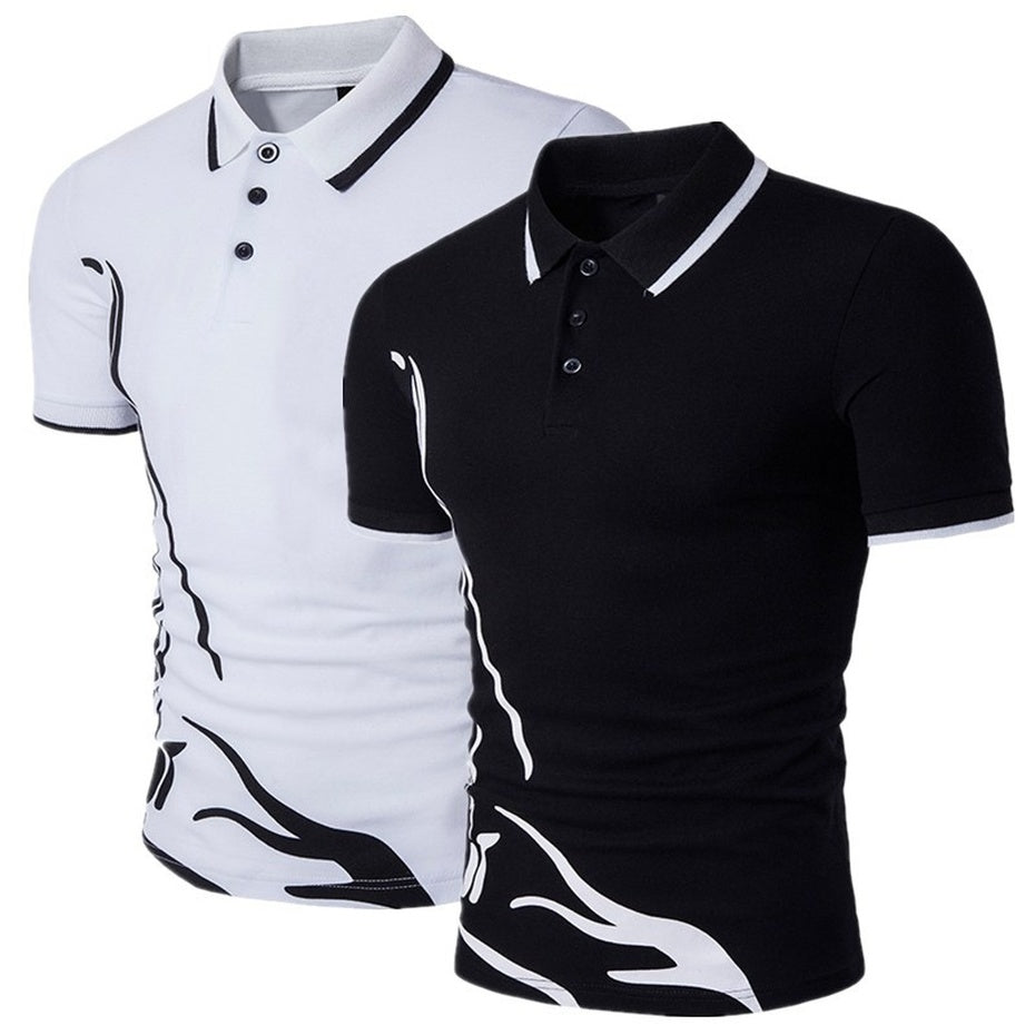 Printed Collar Short Sleeve T-Shirt
