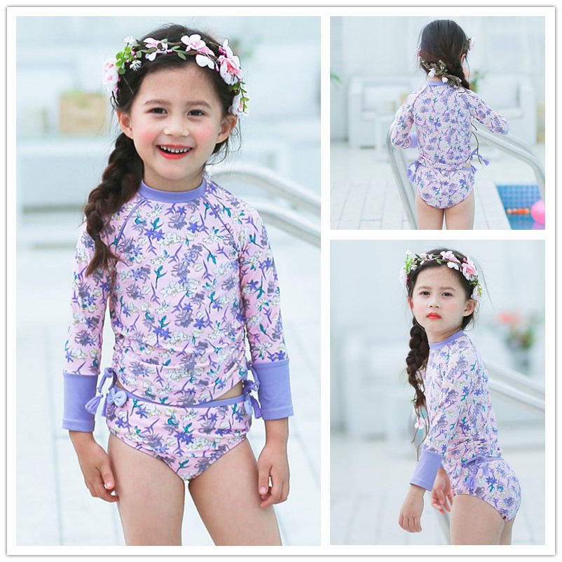 Kids' Long Sleeve Floral Swimsuit Set