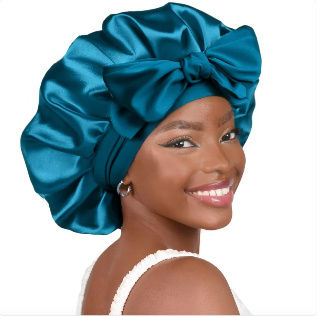 Double-Layer Bow Wide-Brimmed Hair Care Hat – Shower Cap & Hair Wrap for Women