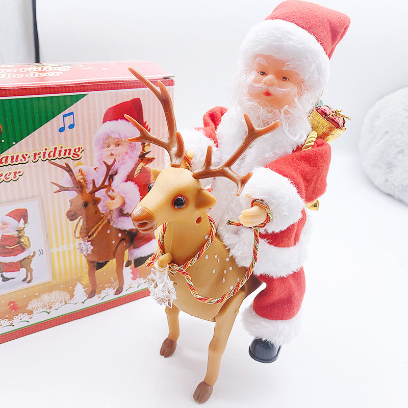 Electric Santa Riding Reindeer Figure – Christmas Decoration