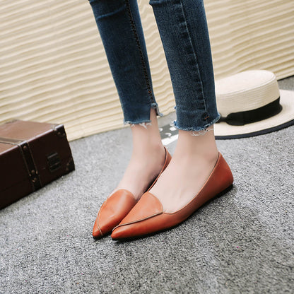 Women's Pointed Toe Slip-On Flats with Striped Detail