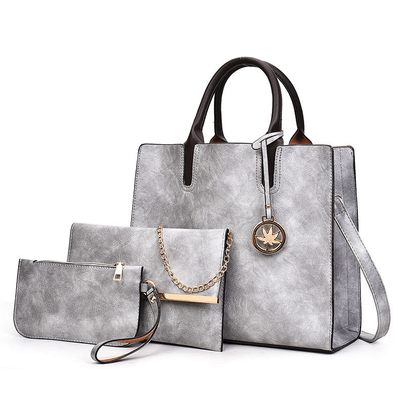 Klassische PU-Einkaufstasche – Große, einfarbige Handtasche für Arbeit und Alltag