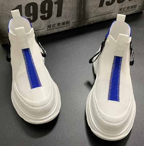 Men's Trendy High-Top Casual Shoes – Thick Sole Microfibre Sneakers, Autumn/Winter