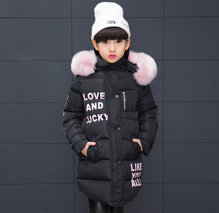 Girls' Hooded Padded Winter Jacket