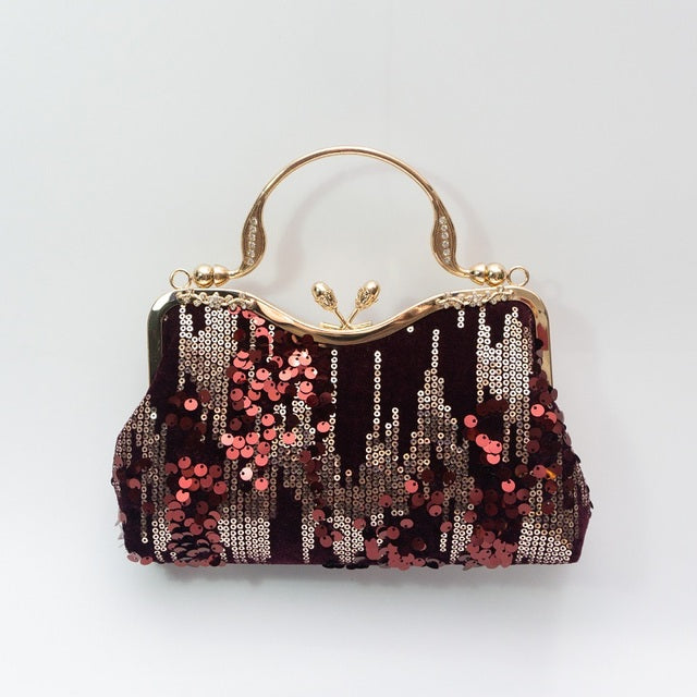 Women's Velvet Sequin Clutch Evening Bag – Luxury Beaded Handbag for Weddings & Occasions
