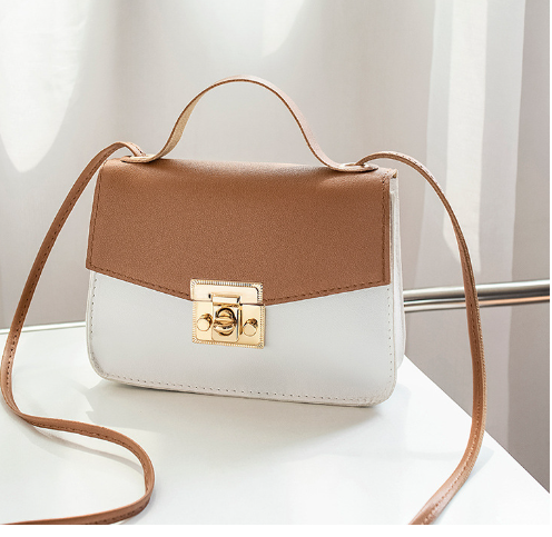 Retro Contrast Small Square Handbag – Compact PU Bag in 5 Colours