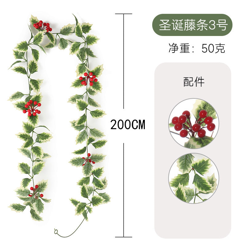 Christmas Berry Vine Garland – Artificial Red Berry Wall Decor
