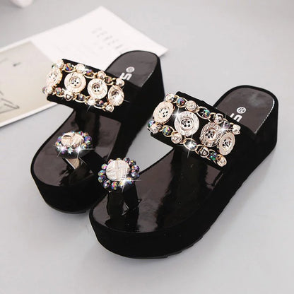Fashionable Rhinestone Women's Platform Sandals