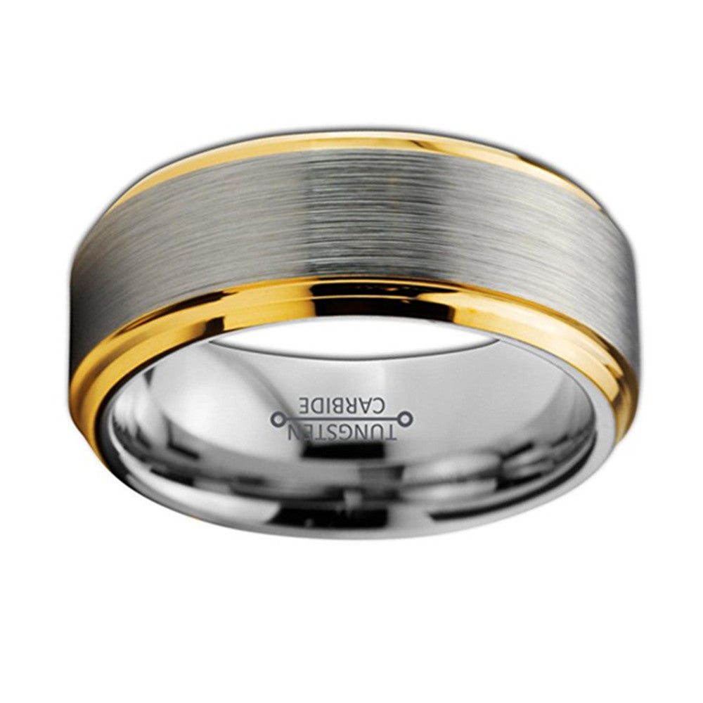 Gold-Tone Stepped Tungsten Band Ring
