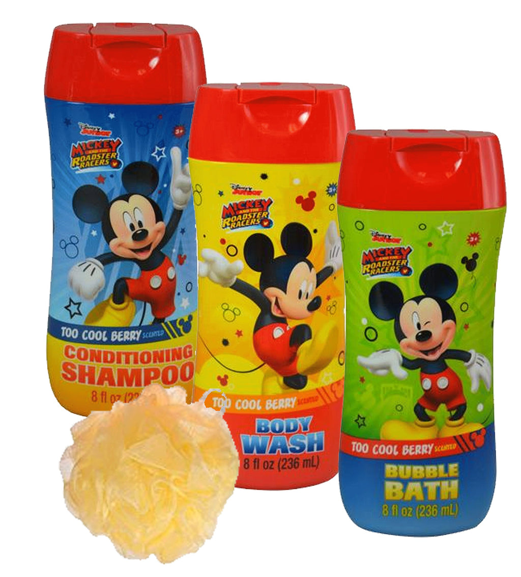 Kids 4tlg. Badezimmer-Set – Duschgel, Shampoo, Schaumbad & Schwamm