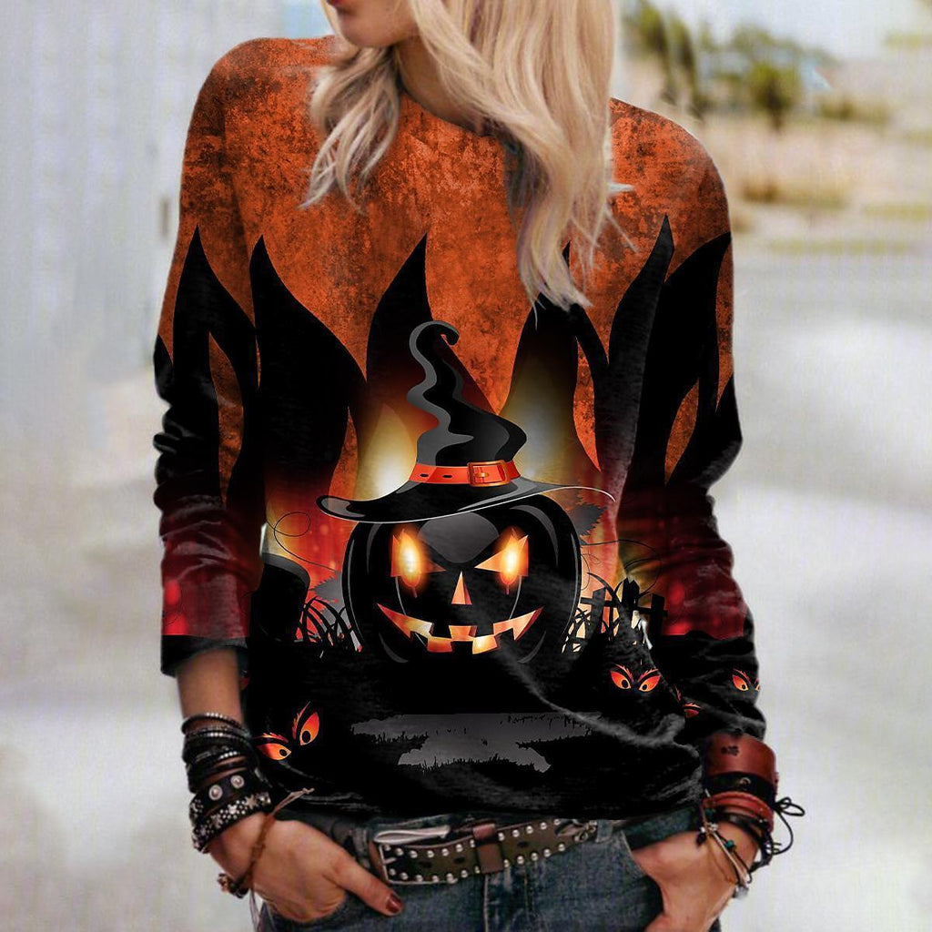 Women's Halloween Graphic Loose-Fit Sweatshirt