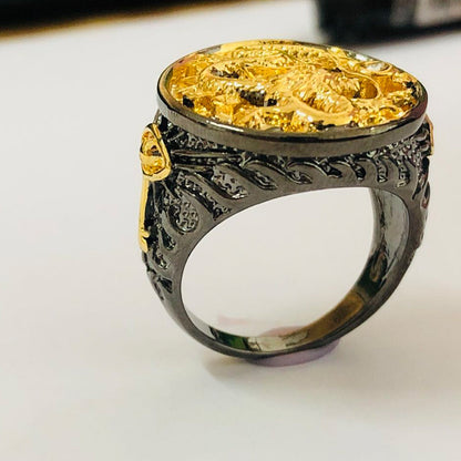 Men's Gold-Plated Dual-Color Dragon Ring (Black & Gold)