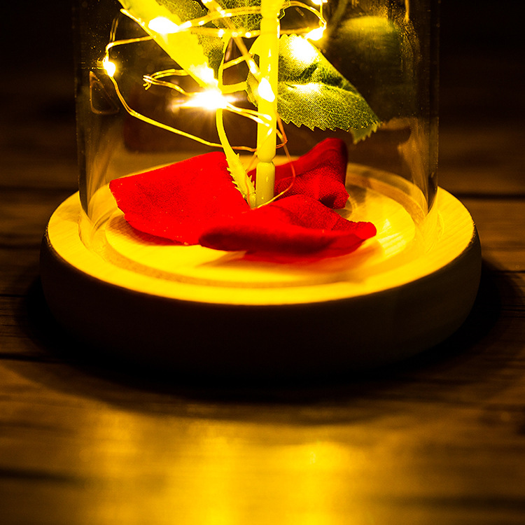 LED Rose Ornament Under Glass Cover