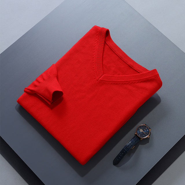 Men's Cashmere-Blend V-Neck Sweater