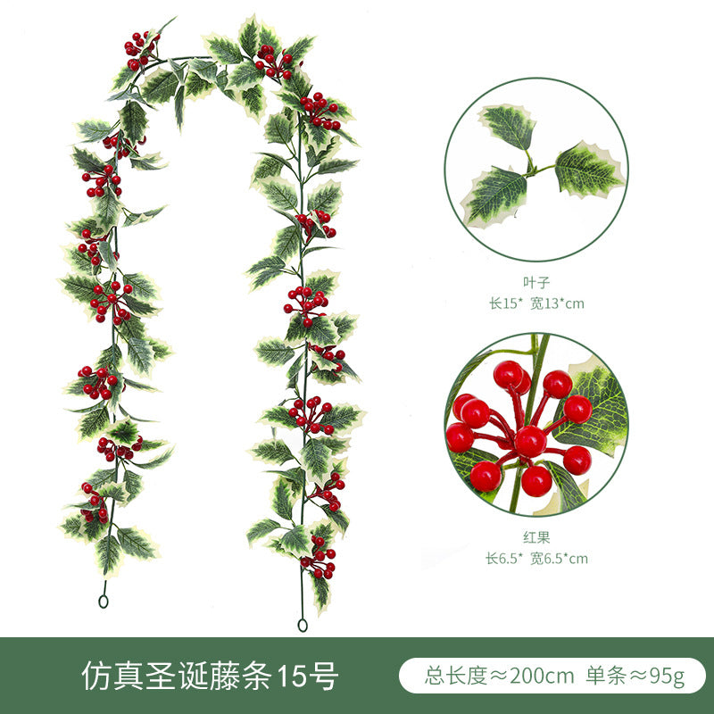 Christmas Berry Vine Garland – Artificial Red Berry Wall Decor