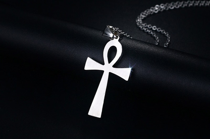 Gold and Steel Cross Pendant Necklace