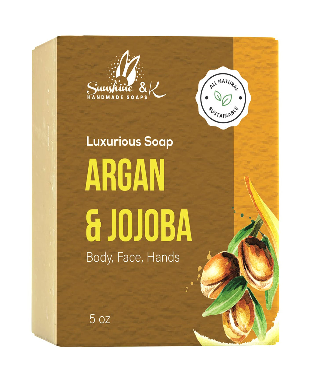 Argan & Jojoba Natural Soap Bar – Handmade Body & Face Soap with Essential Oils