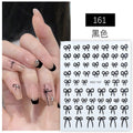 5D Embossed Bow Nail Stickers – Black, White & Silver