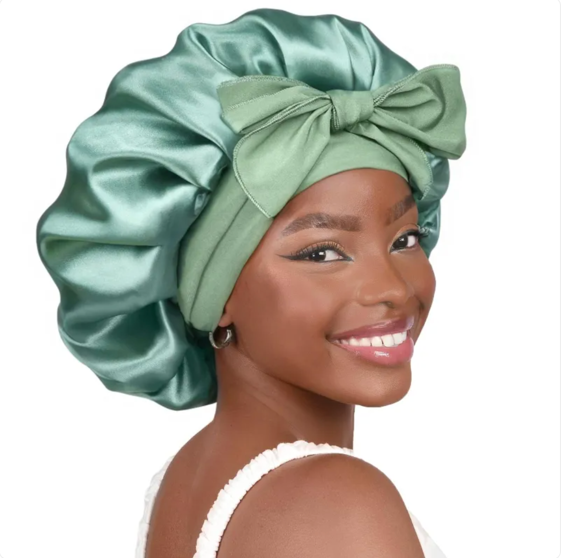 Double-Layer Bow Wide-Brimmed Hair Care Hat – Shower Cap & Hair Wrap for Women