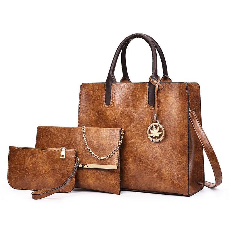 Klassische PU-Einkaufstasche – Große, einfarbige Handtasche für Arbeit und Alltag