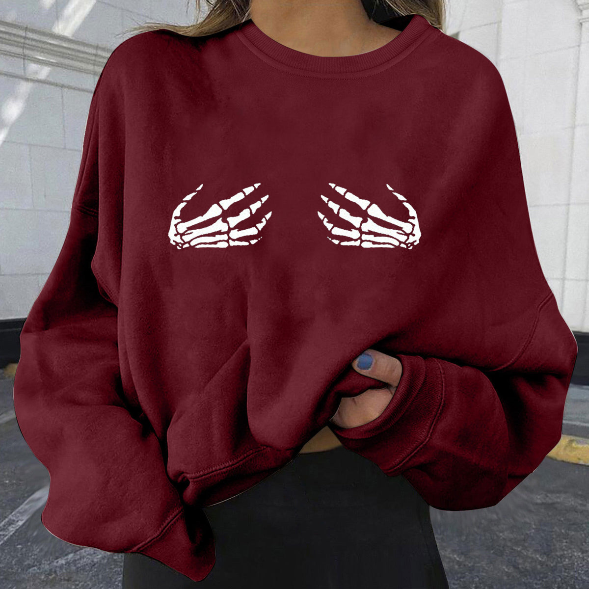 Women's Oversized Halloween Print Sweatshirt
