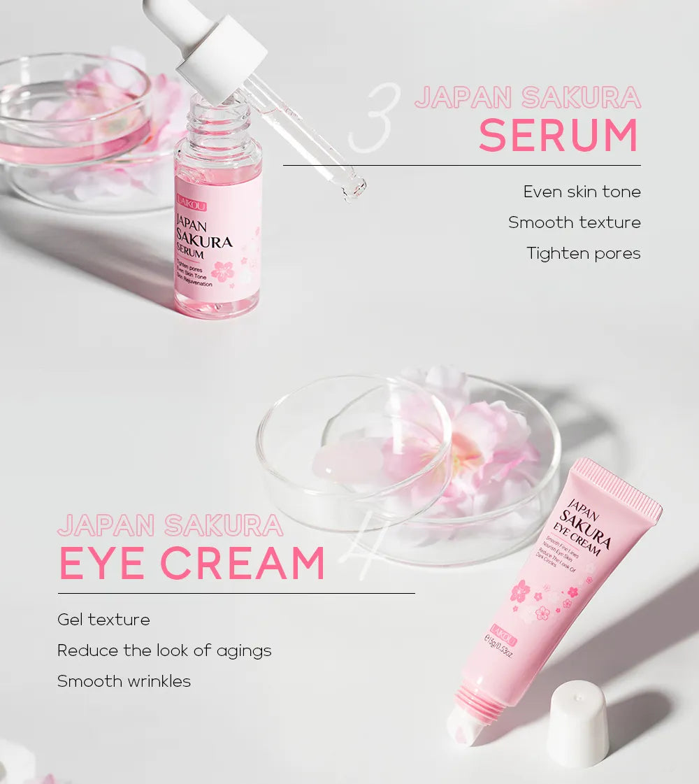 Japanische Kirschblüten Hautpflege-Geschenkset – Aufhellende & Feuchtigkeitsspendende Routine