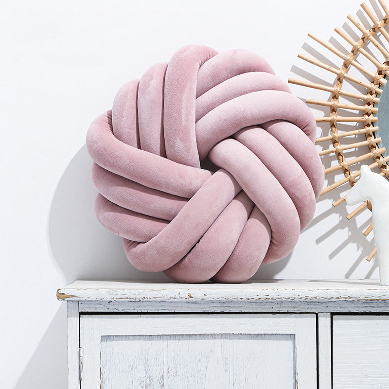 Coussin boule nouée nordique | Oreiller décoratif en peluche | 10 coloris | 35×35cm