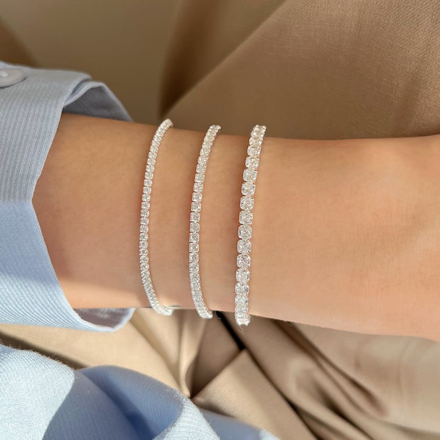 Sterling Silver Zircon Tennis Bracelet