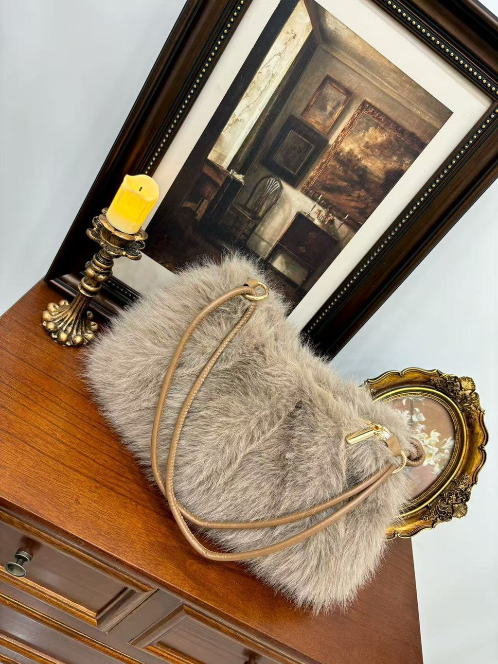 Plush Faux Fur Shoulder Bag