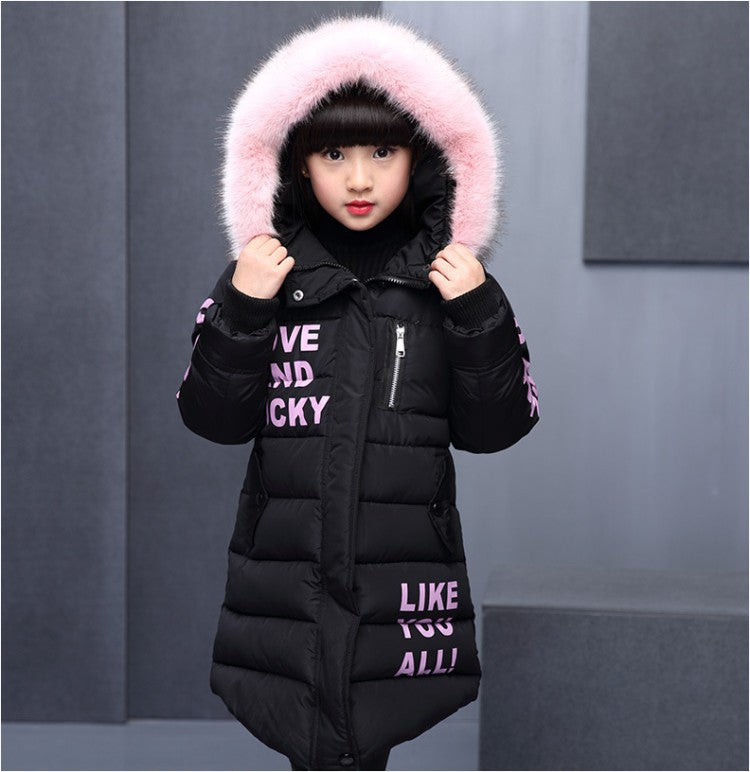 Girls' Hooded Padded Winter Jacket