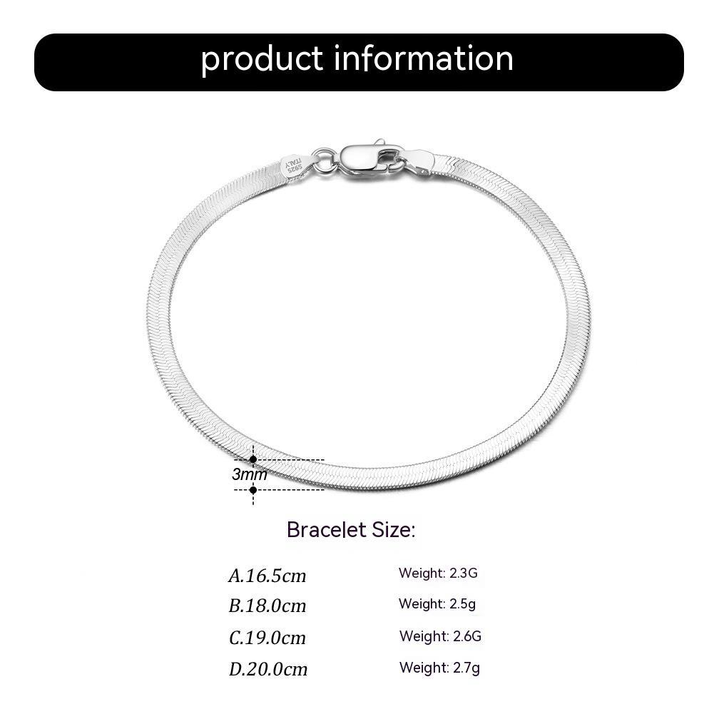 Sterling Silver Flat Snake Chain Bracelet