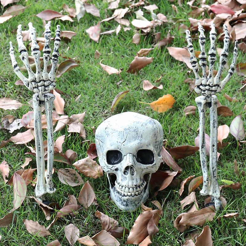 Halloween Skeleton Garden Decor – Glowing Skull & Hand Stakes