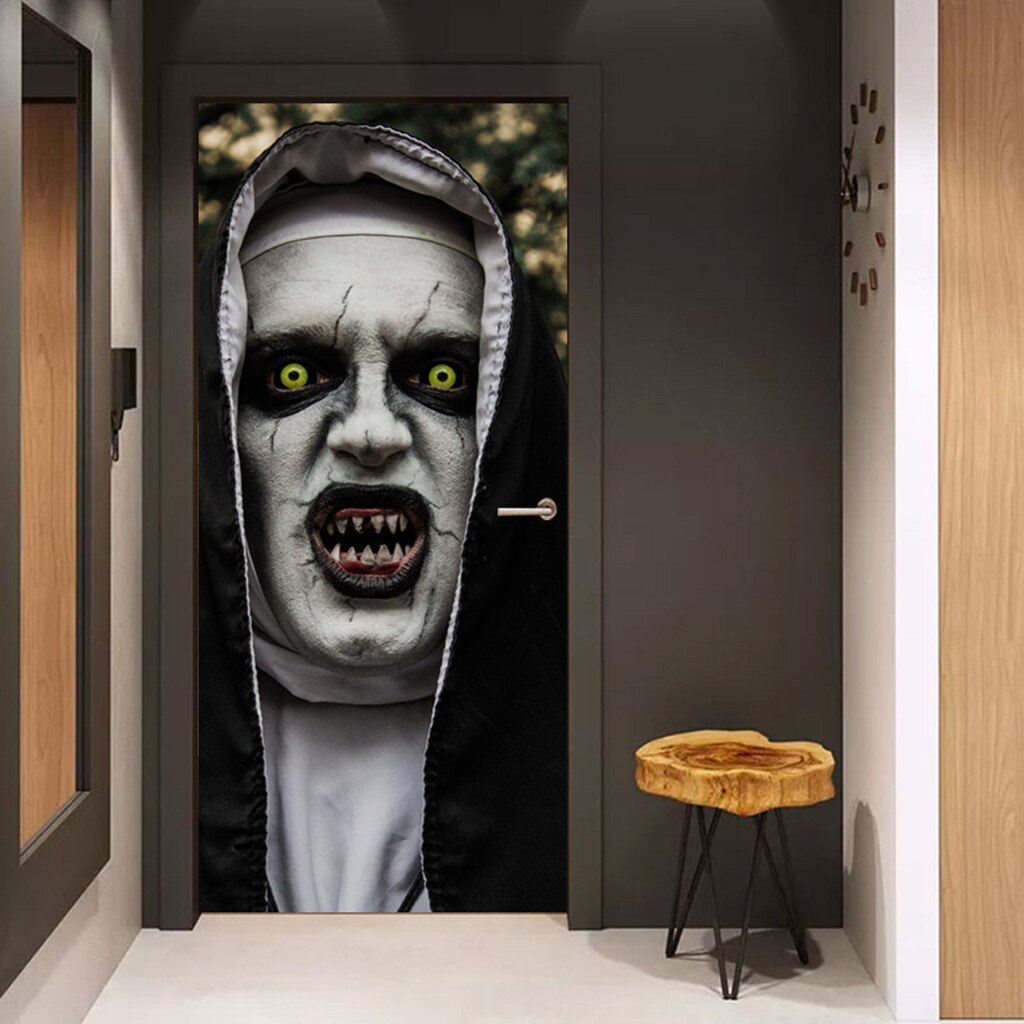 Halloween Nun Door Stickers