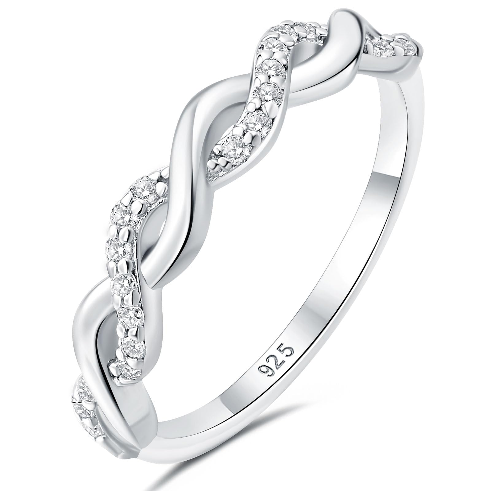 Moissanit-Ehering für Frauen | Ewigkeit-Ring aus 925er Sterlingsilber