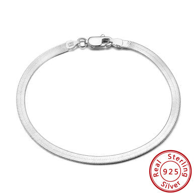 Sterling Silver Flat Snake Chain Bracelet