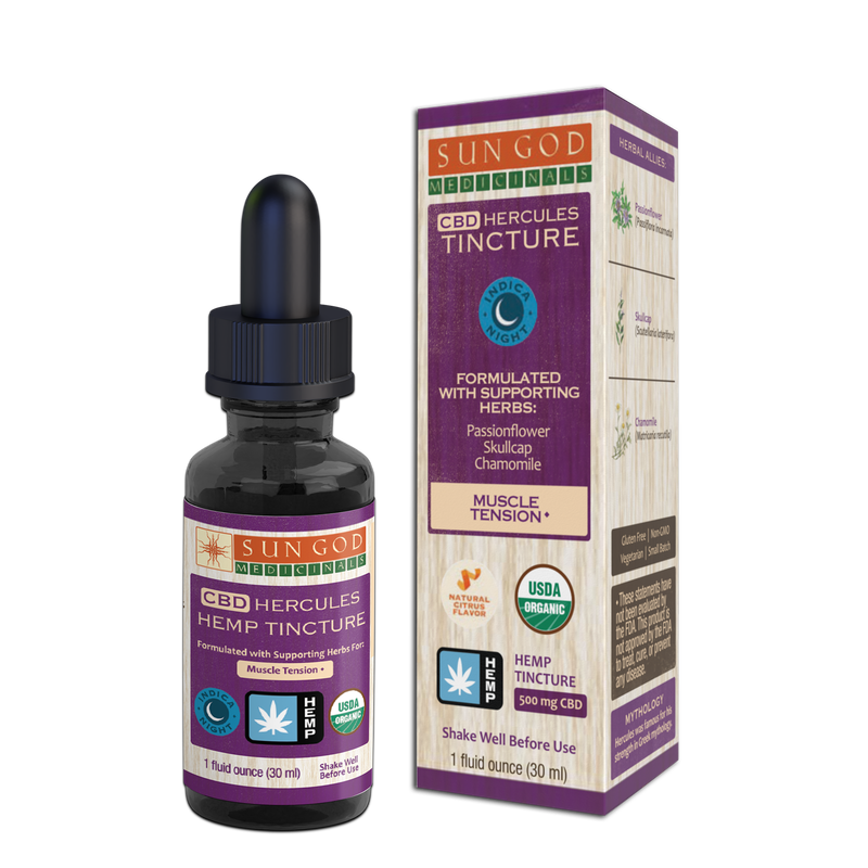 Organic Hercules Muscle Tension & Sleep Indica Hemp Tincture 500 - Sale