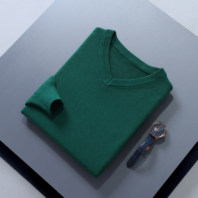 Men's Cashmere-Blend V-Neck Sweater