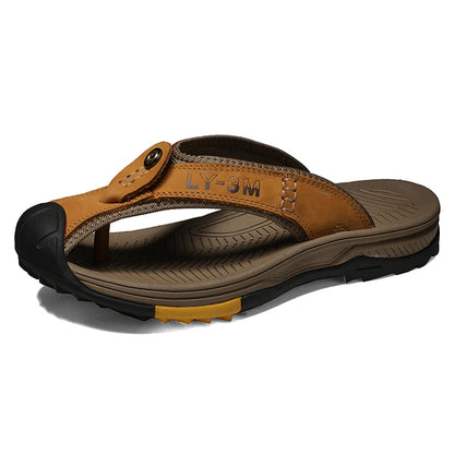 Men's Casual Summer Leather Flip Flops Sandals