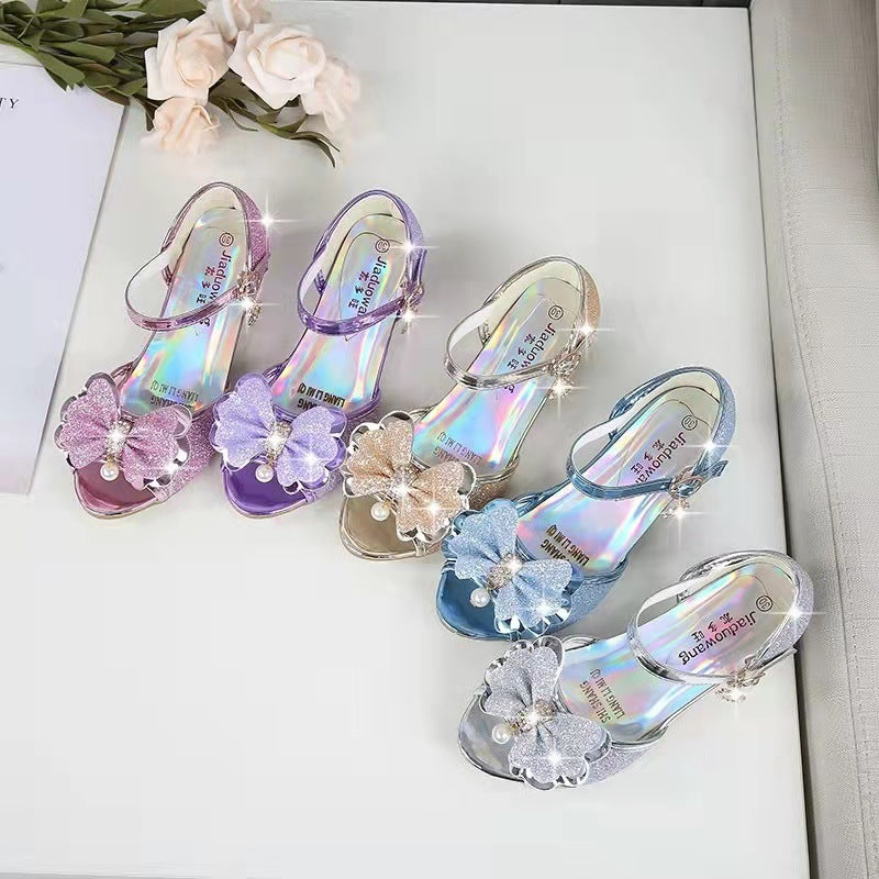Girls’ Glitter Bow Heeled Sandals