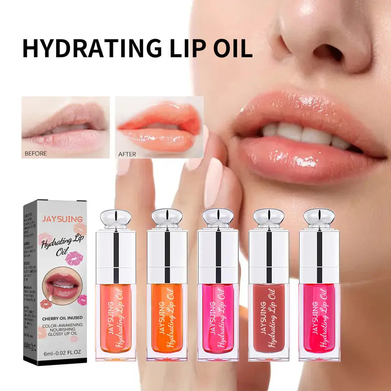 5-Shade Plumping Lip Oil – Hydrating Coconut Oil Lip Gloss