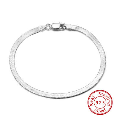 Sterling Silver Flat Snake Chain Bracelet