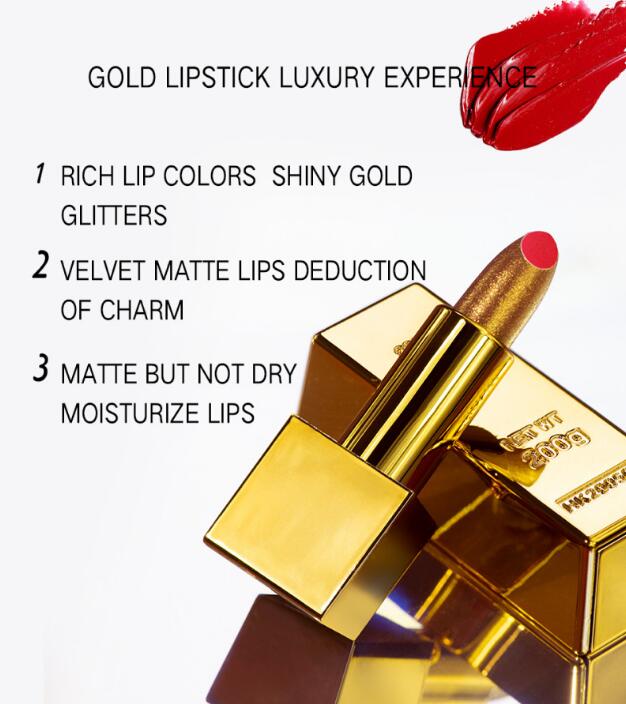 Glitter Lipstick – Moisturising Velvet Matte & Shiny Lip Colour, 6 Shades
