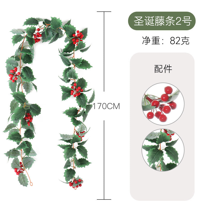 Christmas Berry Vine Garland – Artificial Red Berry Wall Decor