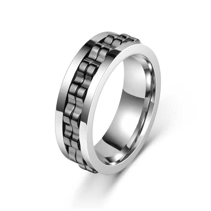 Stainless Steel Spinner Fidget Ring – Anti-Stress Spinning Band